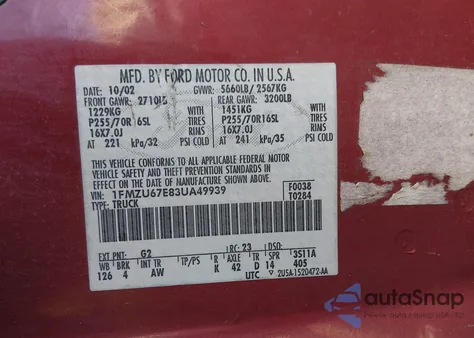 2003 Ford Explorer Sport Trac Xls/Xlt z USA, uszkodzony, nr VIN 1FMZU67E83UA49939